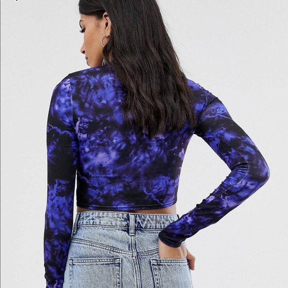 COLLUSION tie dye long sleeve crop top, size 6 - Picture 2 of 5